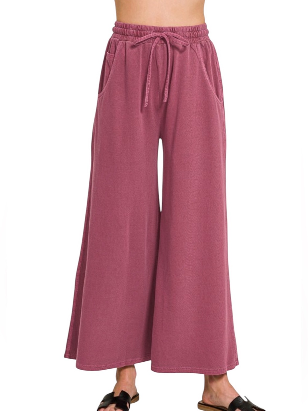 103. Women's Comfy Cabernet French Terry Wide-Leg Pants NEW